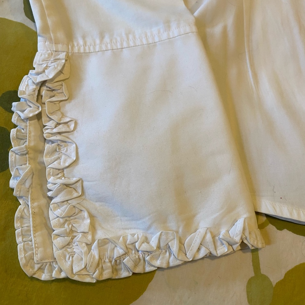 White Button-Down Blouse with Ruffle Cuff - image 2
